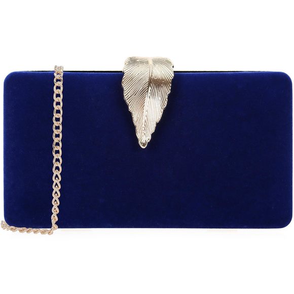 Clutch Purse With Leaf Closure Velvet Evening Handbag Party :D - Picture 1 of 7